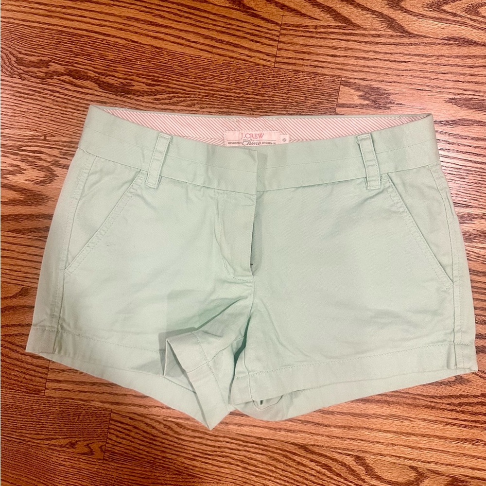 J Crew Mid-rise Chino Shorts in Mint Green